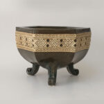 Dark brown hexagonal bowl
