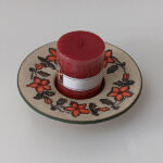 Stoneware beige floral dish
