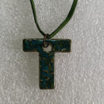 Stoneware Blue Green “T” Pendant