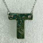 Stoneware Blue Green “T” Pendant