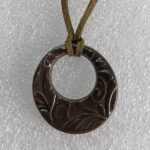 Glossy Dark Brown, Embossed Pendant