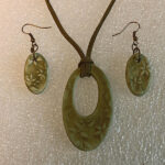 Stoneware Olive Green Pendant and Earring Set