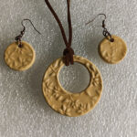 Stoneware Yellow Pendant and Earring Set