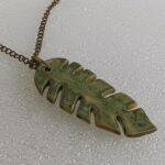 Leaf shaped stoneware pendant